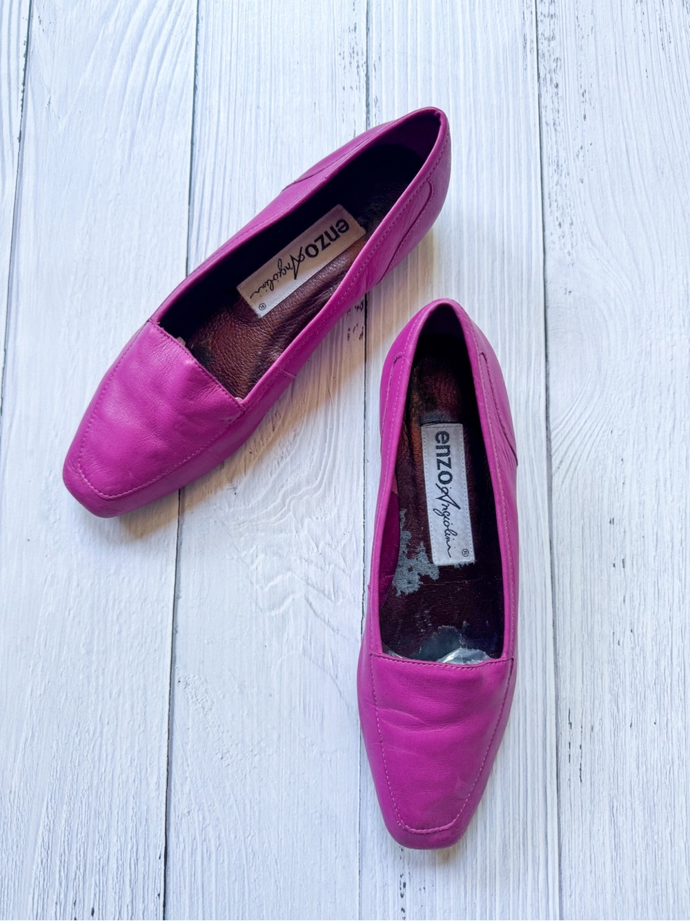 Enzo Angiolini Pink Soft Leather Square Toe Flats 6.5 Balletcore Chic